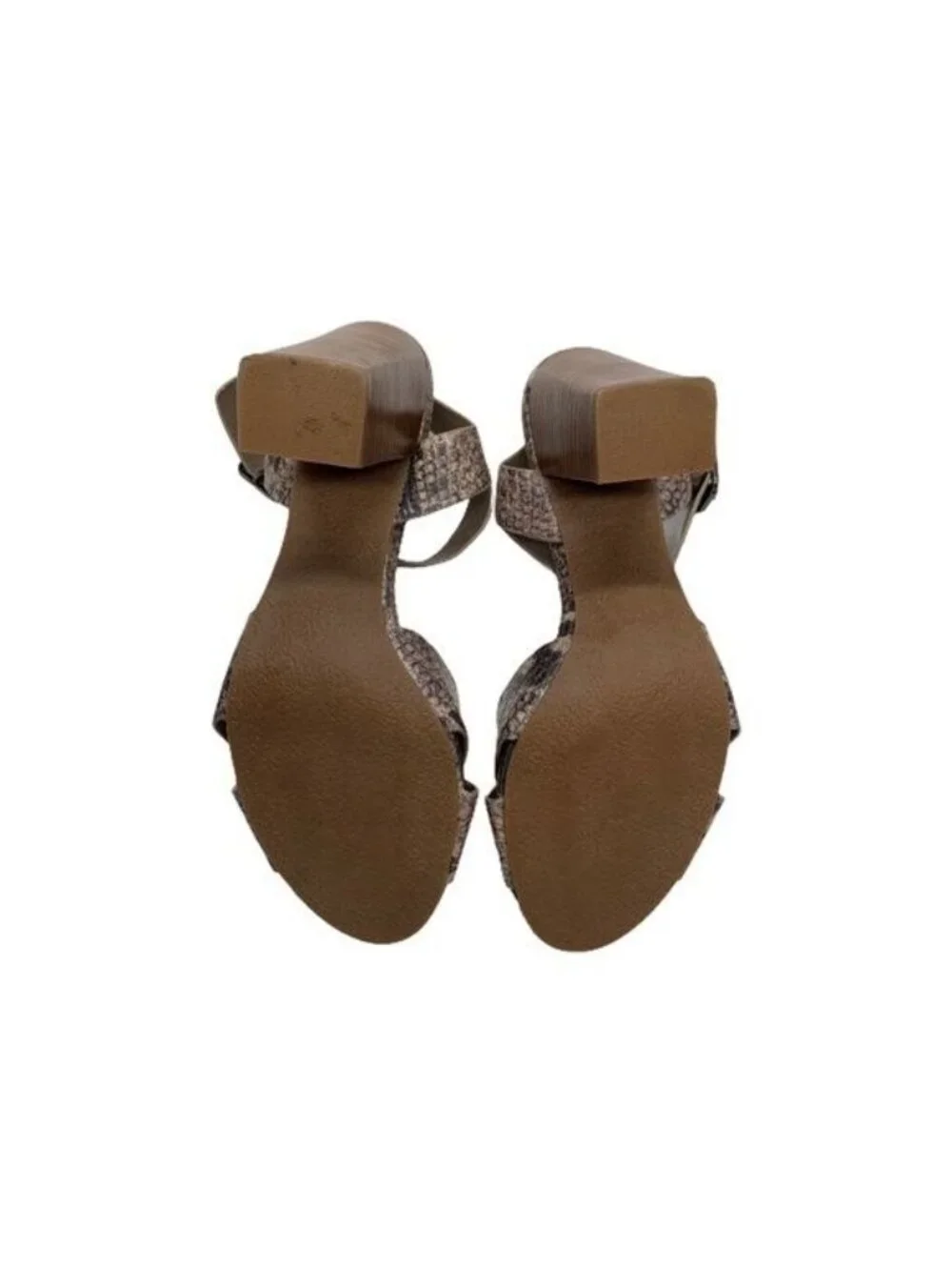 Crown Vintage Snake Print Block Heel Sandals Women's Size 8M Brown